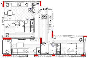 3-к квартира, вторичка, 79м2, 4/4 этаж