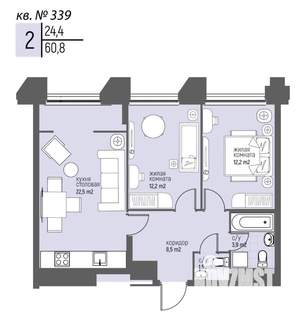 2-к квартира, вторичка, 61м2, 11/20 этаж