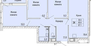 3-к квартира, вторичка, 67м2, 14/25 этаж