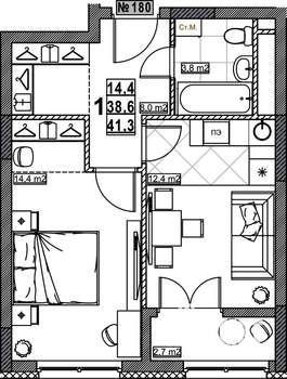 1-к квартира, вторичка, 41м2, 6/24 этаж