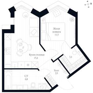 1-к квартира, вторичка, 41м2, 14/20 этаж