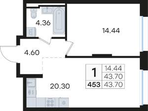 1-к квартира, вторичка, 44м2, 10/13 этаж