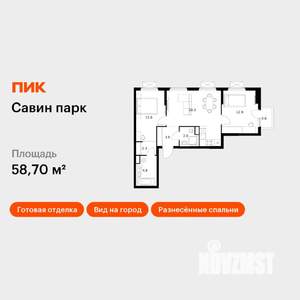 2-к квартира, вторичка, 59м2, 18/25 этаж