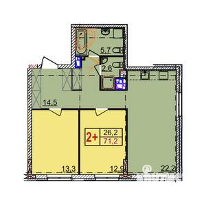 2-к квартира, вторичка, 71м2, 8/18 этаж
