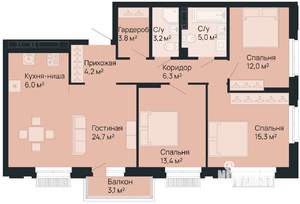 3-к квартира, вторичка, 95м2, 8/9 этаж