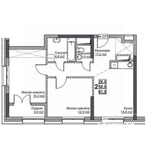 2-к квартира, вторичка, 62м2, 15/24 этаж