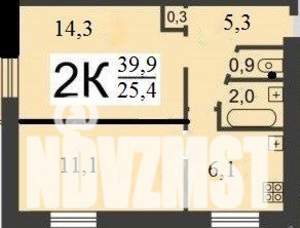 2-к квартира, вторичка, 40м2, 1/5 этаж