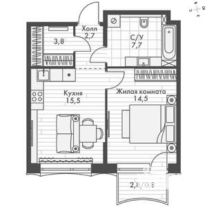 1-к квартира, вторичка, 45м2, 3/16 этаж
