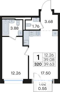 1-к квартира, вторичка, 40м2, 6/13 этаж