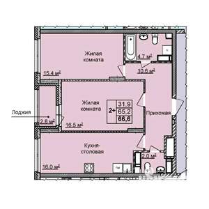 2-к квартира, вторичка, 67м2, 23/25 этаж
