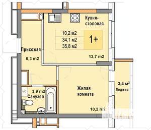 1-к квартира, вторичка, 36м2, 18/25 этаж