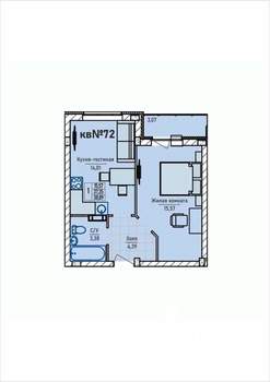 1-к квартира, строящийся дом, 39м2, 1/3 этаж