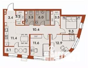 4-к квартира, строящийся дом, 81м2, 3/25 этаж