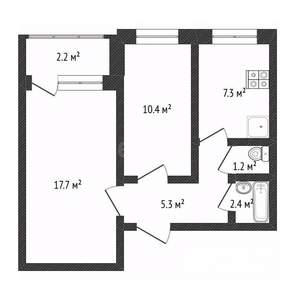 2-к квартира, вторичка, 44м2, 6/9 этаж