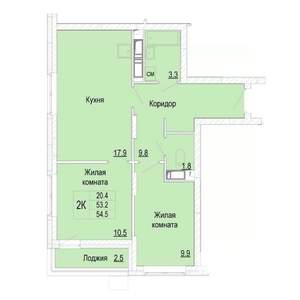 2-к квартира, вторичка, 55м2, 20/25 этаж