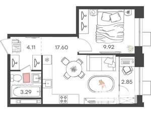 1-к квартира, вторичка, 38м2, 10/16 этаж