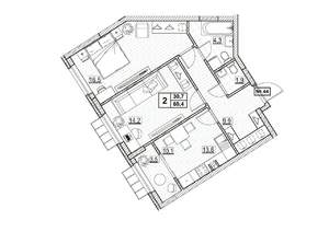 2-к квартира, вторичка, 60м2, 6/24 этаж