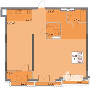 2-к квартира, вторичка, 99м2, 5/6 этаж