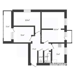 3-к квартира, вторичка, 69м2, 2/2 этаж