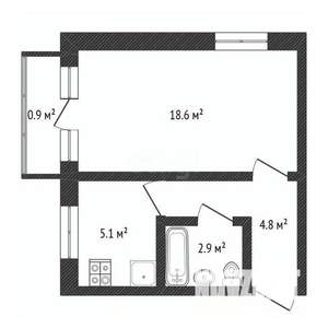 1-к квартира, вторичка, 32м2, 3/5 этаж