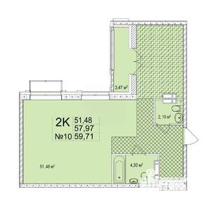 2-к квартира, вторичка, 60м2, 4/7 этаж