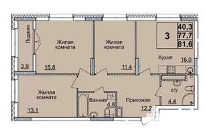 3-к квартира, вторичка, 81м2, 24/24 этаж