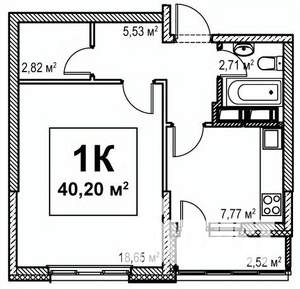 1-к квартира, вторичка, 40м2, 12/12 этаж
