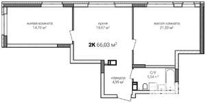 2-к квартира, строящийся дом, 66м2, 3/13 этаж