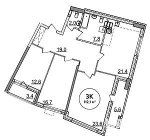 3-к квартира, строящийся дом, 112м2, 24/25 этаж