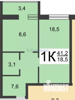 1-к квартира, вторичка, 41м2, 8/10 этаж