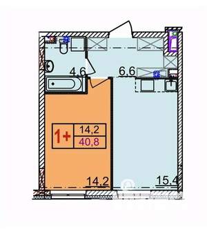 1-к квартира, строящийся дом, 40м2, 10/18 этаж