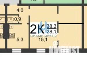 2-к квартира, вторичка, 38м2, 1/3 этаж