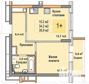 1-к квартира, вторичка, 36м2, 15/25 этаж