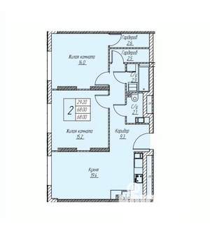 2-к квартира, вторичка, 65м2, 21/25 этаж