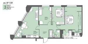 3-к квартира, вторичка, 92м2, 12/25 этаж