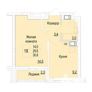 1-к квартира, вторичка, 31м2, 12/25 этаж