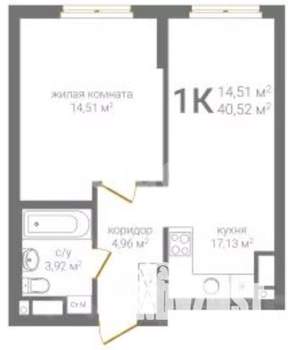 1-к квартира, вторичка, 41м2, 3/19 этаж