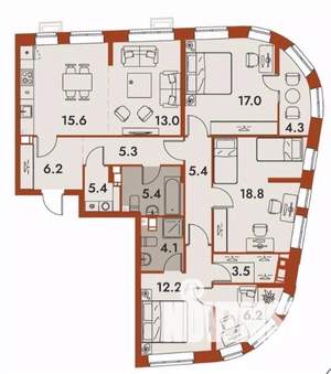 4-к квартира, строящийся дом, 120м2, 4/25 этаж