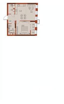 2-к квартира, строящийся дом, 48м2, 22/25 этаж