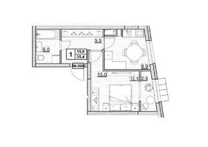 1-к квартира, вторичка, 35м2, 19/24 этаж