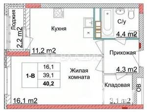 1-к квартира, вторичка, 40м2, 15/18 этаж