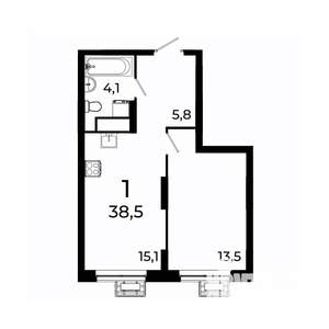 1-к квартира, вторичка, 39м2, 6/19 этаж