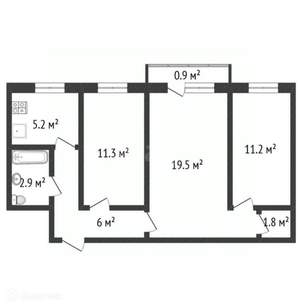 3-к квартира, вторичка, 58м2, 1/5 этаж