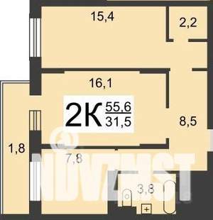 2-к квартира, вторичка, 56м2, 16/20 этаж