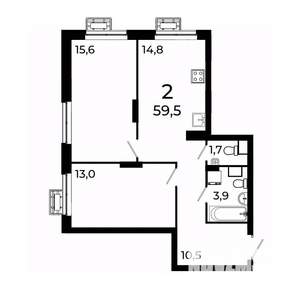 2-к квартира, вторичка, 60м2, 3/19 этаж