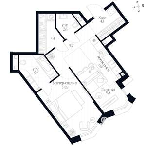 2-к квартира, вторичка, 53м2, 8/20 этаж