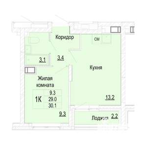 1-к квартира, вторичка, 30м2, 12/25 этаж