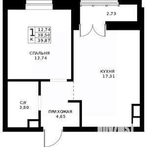 1-к квартира, строящийся дом, 40м2, 2/24 этаж