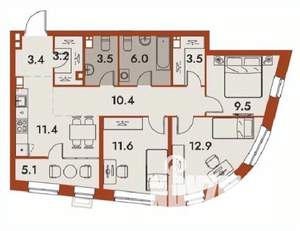 4-к квартира, вторичка, 81м2, 5/25 этаж