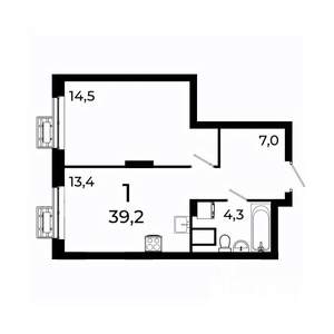 1-к квартира, вторичка, 39м2, 13/19 этаж